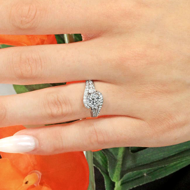 White Gold Unique Moissanite Engagement Ring Image 3