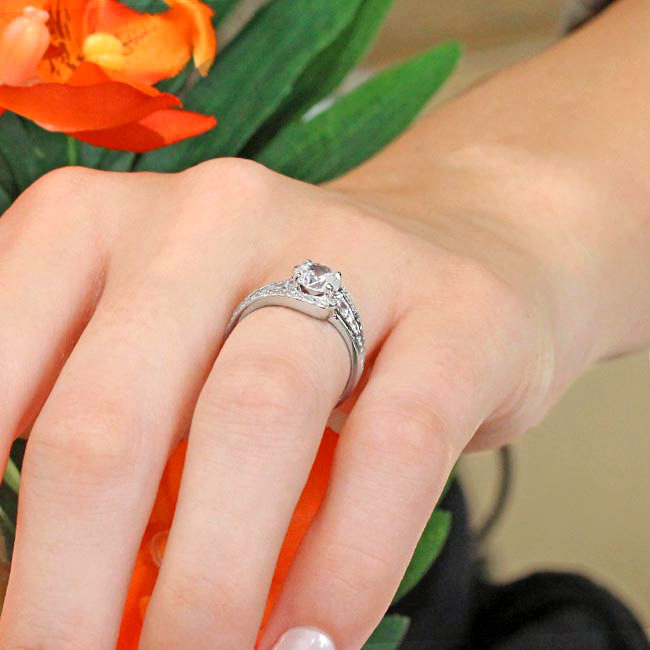 White Gold Unique Moissanite Engagement Ring Image 5