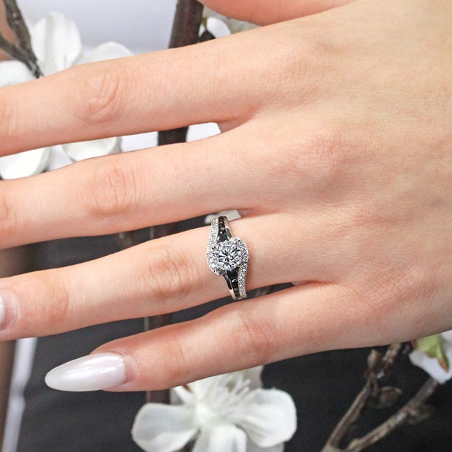  Unique Black Diamond Accent Engagement Ring Image 3
