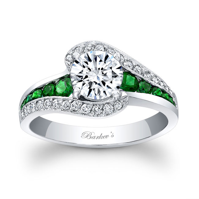  Unique Tsavorite Accent Moissanite Engagement Ring Image 1