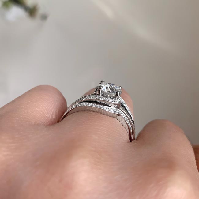 White Gold Unique Black Diamond Accent Bridal Set Image 4