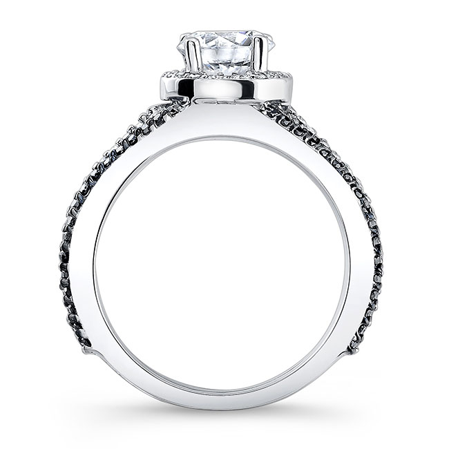  Black Diamond Accent Halo Moissanite Ring Image 2