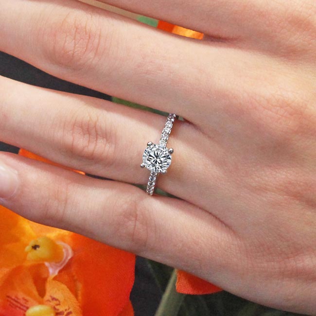 White Gold 4 Prong Lab Grown Diamond Engagement Ring Image 3