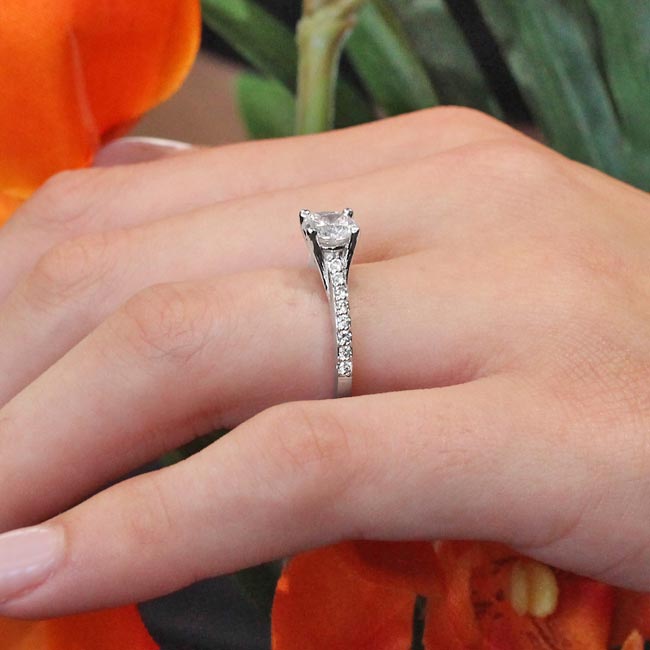 Platinum 4 Prong Lab Grown Diamond Engagement Ring Image 4