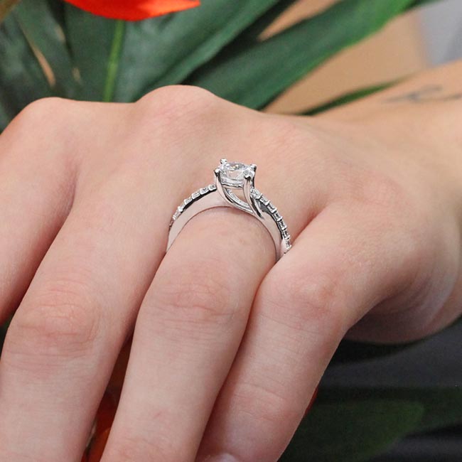 White Gold 4 Prong Lab Grown Diamond Engagement Ring Image 5