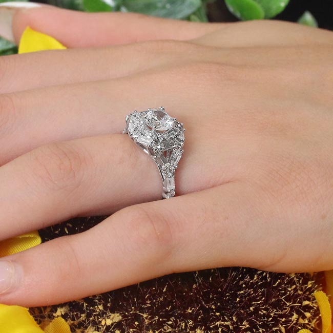 Vintage Baguette Lab Diamond Engagement Ring Image 4