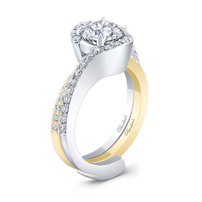 White Yellow Gold 1 Carat Lab Grown Diamond Bridal Set Image 2