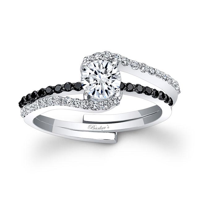  Half Carat Moissanite Black Diamond Accent Bridal Set Image 1