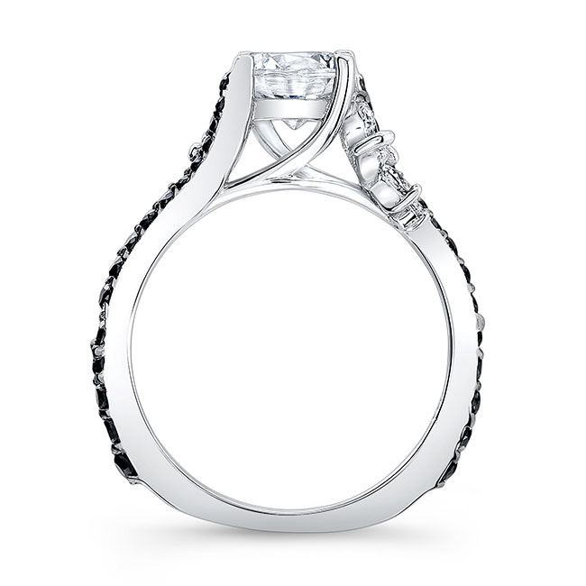  1 Carat Round Black Diamond Accent Ring Image 2