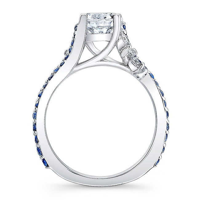 Platinum 1 Carat Round Diamond Sapphire Accent Ring Image 2