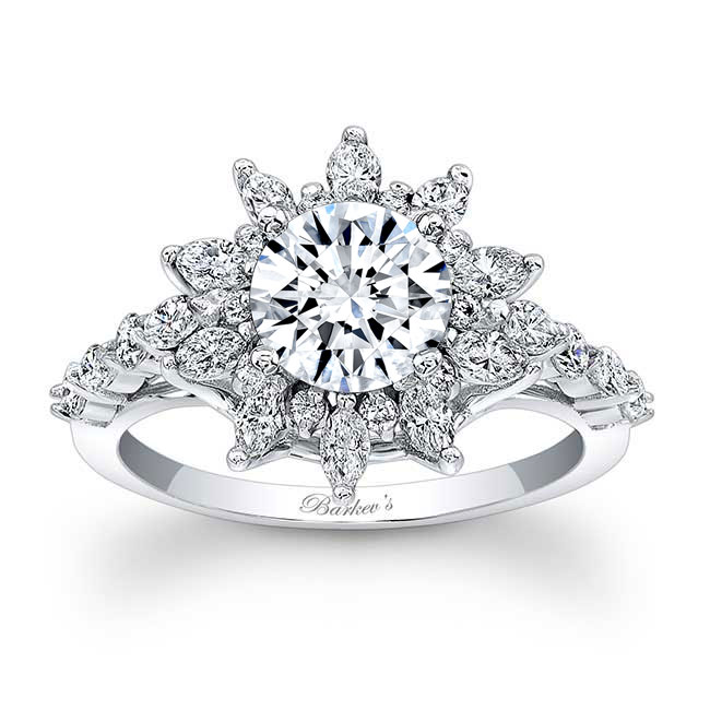 Platinum Lotus Flower Moissanite Engagement Ring Image 1