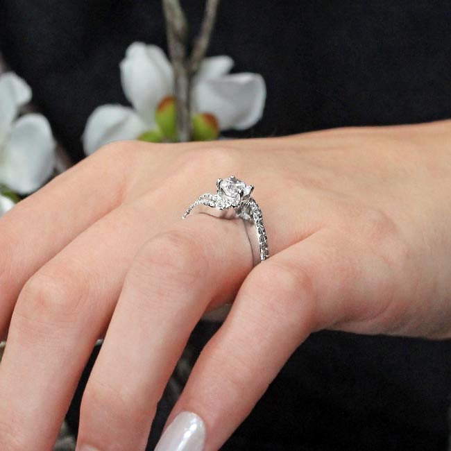 White Gold Swirl Lab Grown Diamond Engagement Ring Image 5