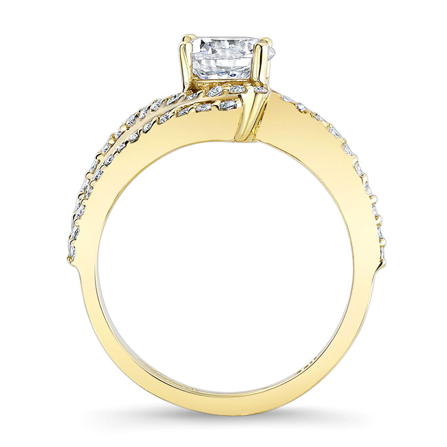 Yellow Gold Swirl Lab Grown Diamond Engagement Ring Image 2