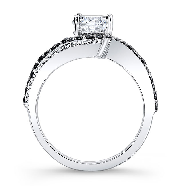  Swirl Black Diamond Accent Engagement Ring Image 2