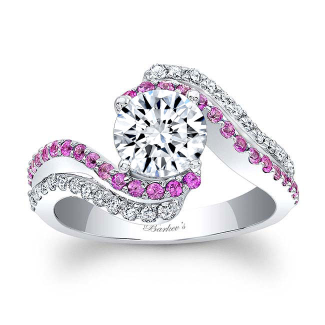 Swirl Pink Sapphire Accent Engagement Ring Ring Image 1