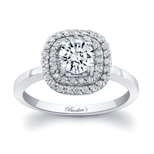 Platinum Double Halo Moissanite Engagement Ring Image 1