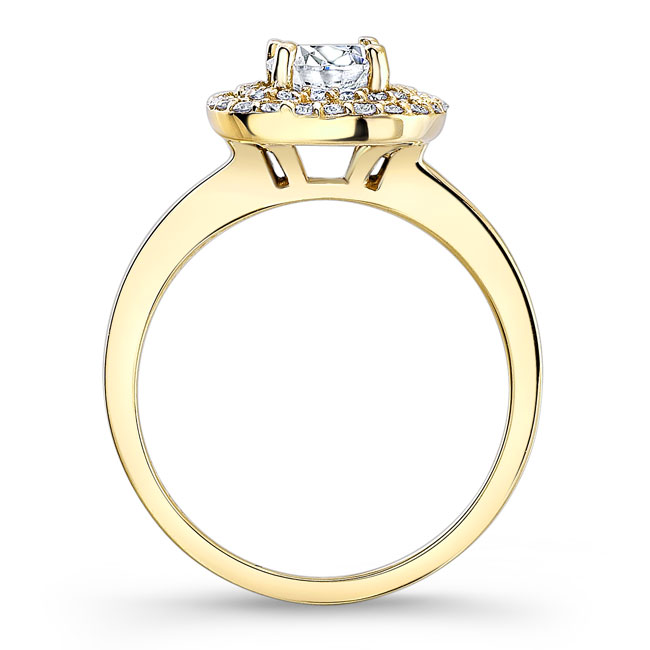  Yellow Gold Double Halo Moissanite Engagement Ring Image 2