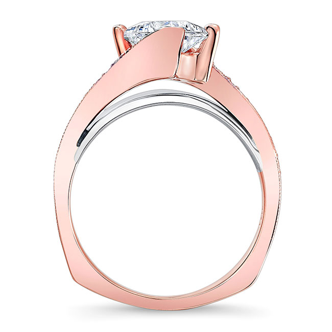  Rose Gold 1 Carat Princess Cut Moissanite Engagement Ring Image 2