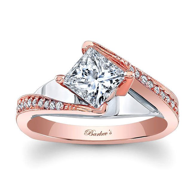  Rose Gold 1 Carat Princess Cut Moissanite Engagement Ring Image 1