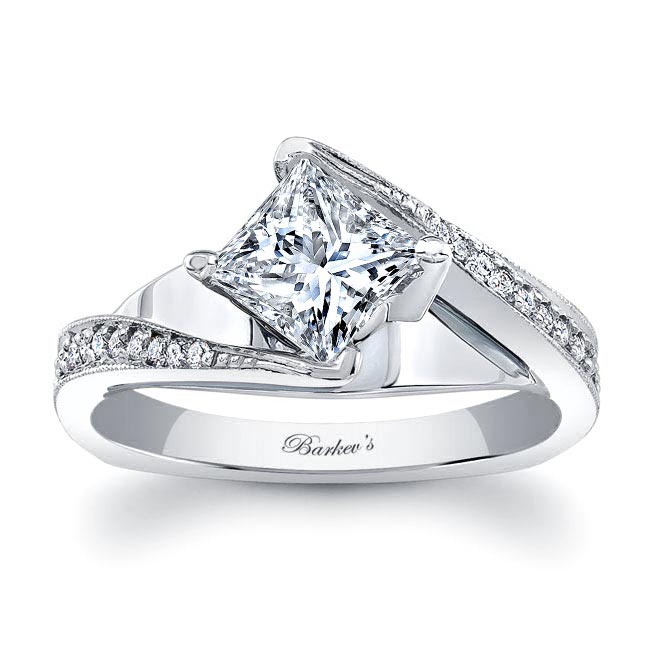  1 Carat Princess Cut Moissanite Engagement Ring Image 1