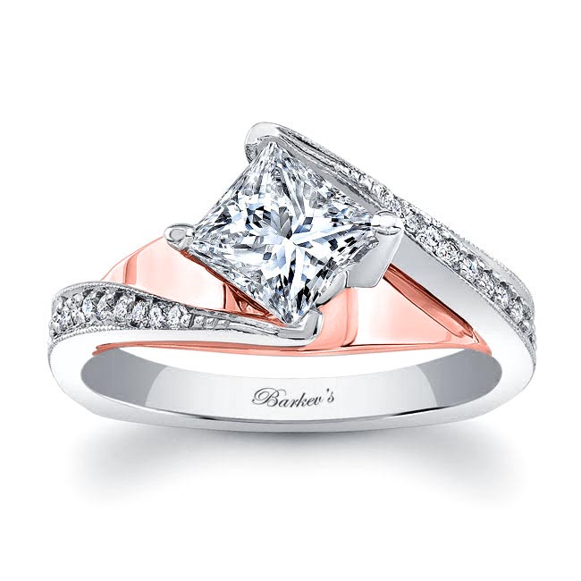 Aftrekken Broers en zussen Sobriquette 14K White Rose Gold 1 Carat Princess Cut Diamond Engagement Ring | Barkev's