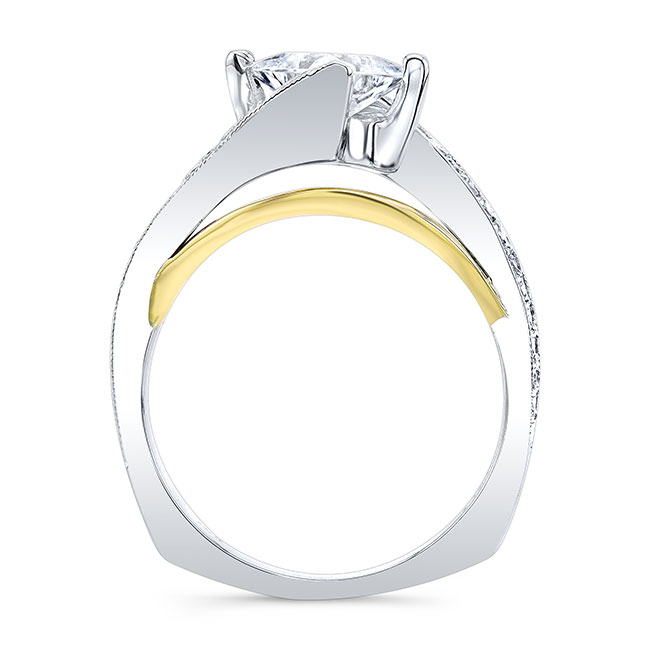  White Yellow Gold 1 Carat Princess Cut Moissanite Engagement Ring Image 2