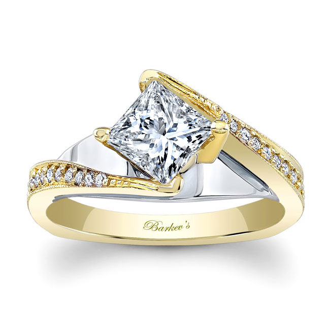  Yellow Gold 1 Carat Princess Cut Diamond Engagement Ring Image 1