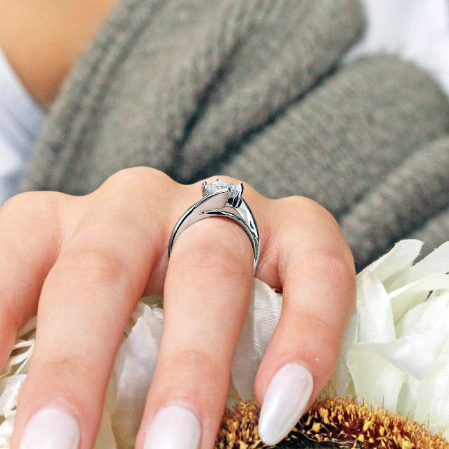 White Gold Solitaire Princess Lab Grown Diamond Ring Image 5