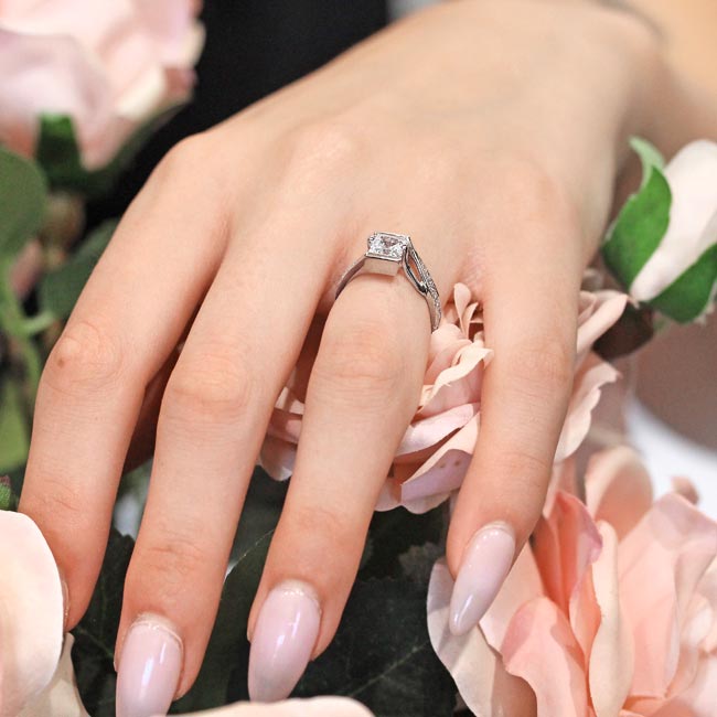  Channel Set Princess Cut Lab Grown Diamond Ring Image 6