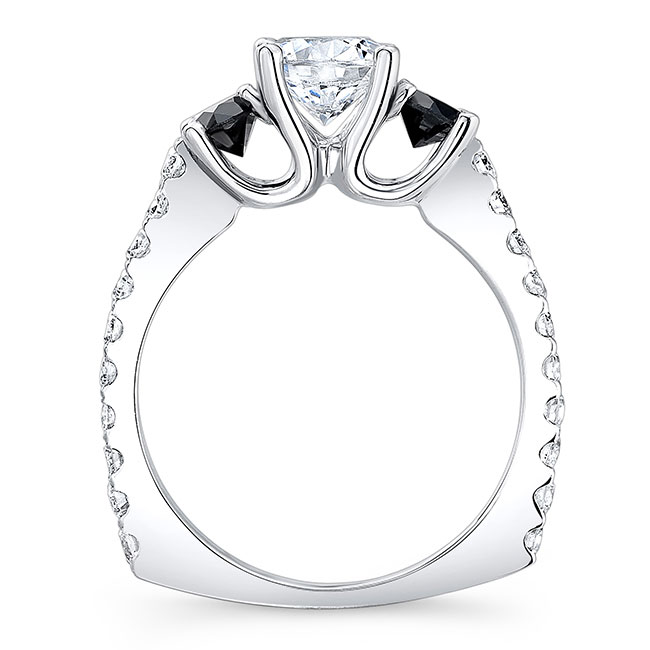  White Gold Black Diamond Accent 3 Stone Ring Image 2