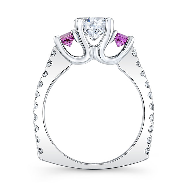  Pink Sapphire Accent 3 Stone Ring Image 2