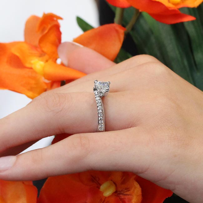 Platinum Classic Round Lab Diamond Engagement Ring Image 4
