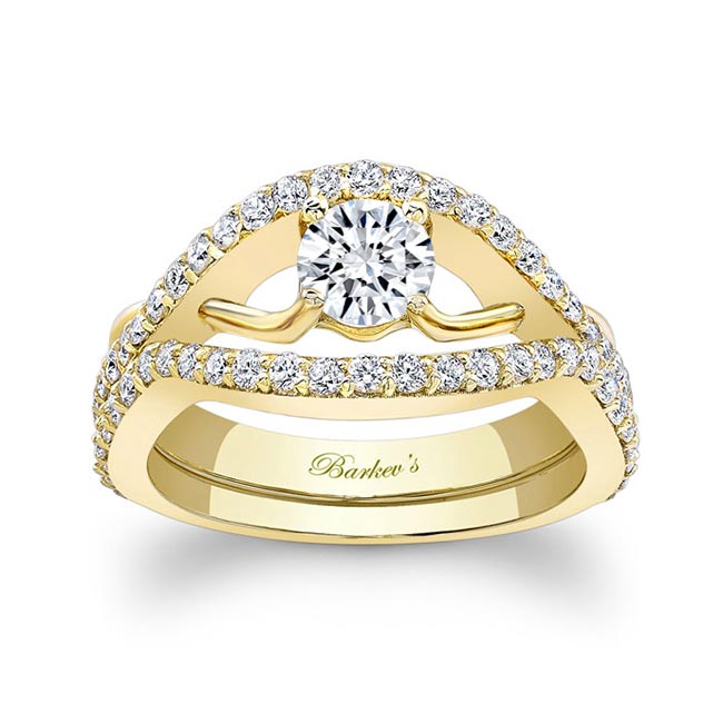Yellow Gold Unique Half Carat Diamond Bridal Set