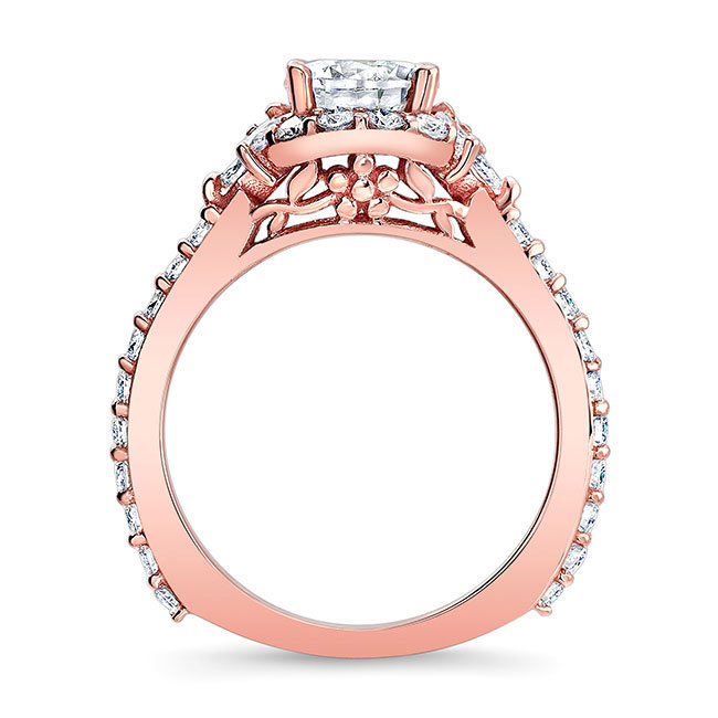 Rose Gold Marquise Halo Ring Image 2