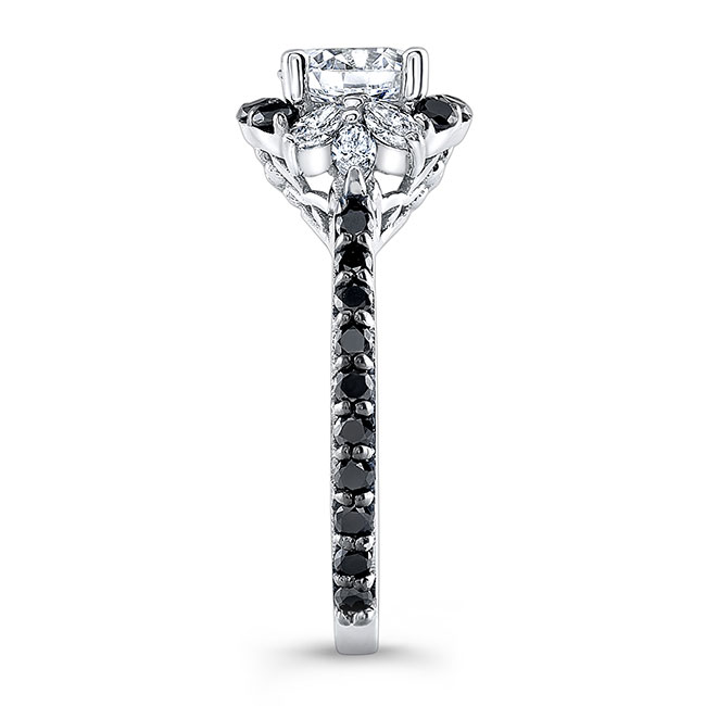  Marquise Halo Black Diamond Accent Moissanite Ring Image 3