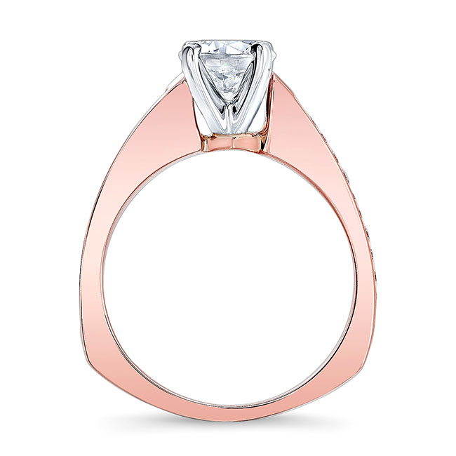 Rose Gold Channel Set Round Moissanite Ring Image 2