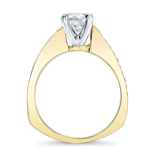  Yellow Gold Channel Set Round Lab Grown Diamond Ring Image 2