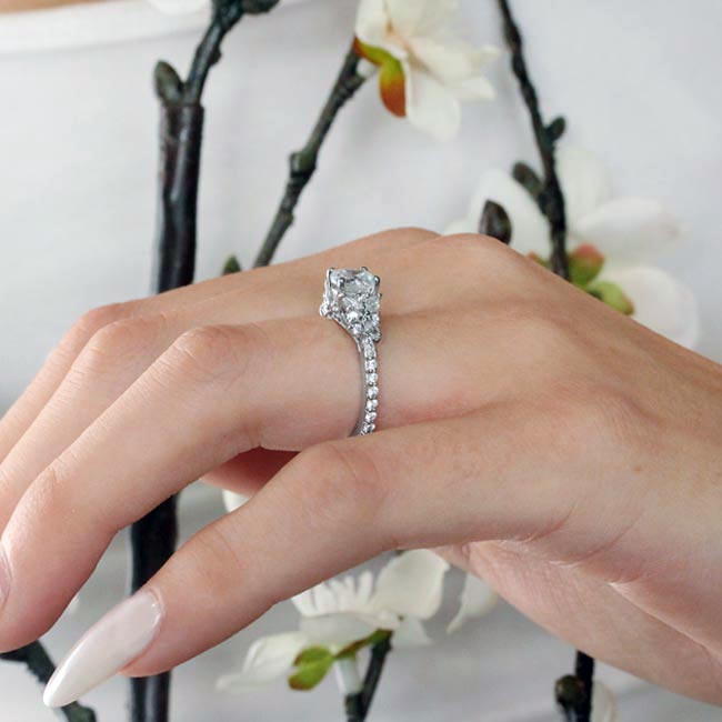 Platinum Vintage Marquise Moissanite Engagement Ring Image 4