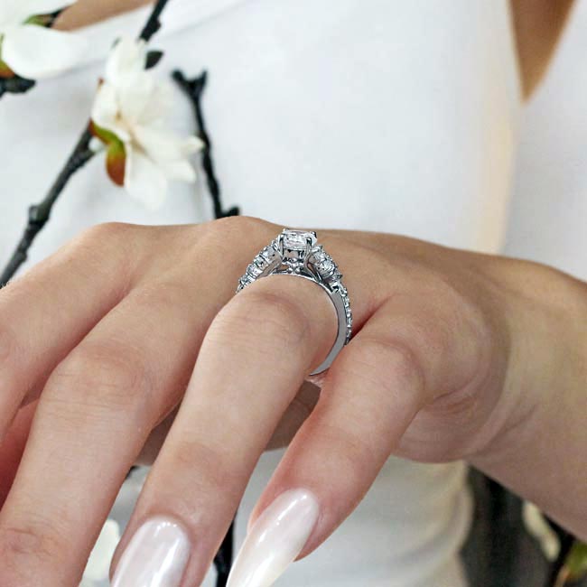 White Gold Vintage Marquise Moissanite Engagement Ring Image 5
