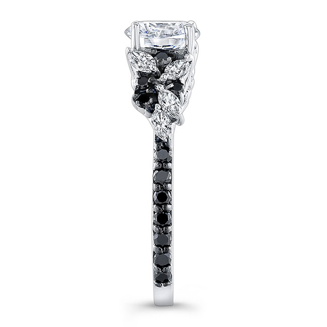 Platinum Vintage Marquise Black Diamond Accent Engagement Ring Image 3