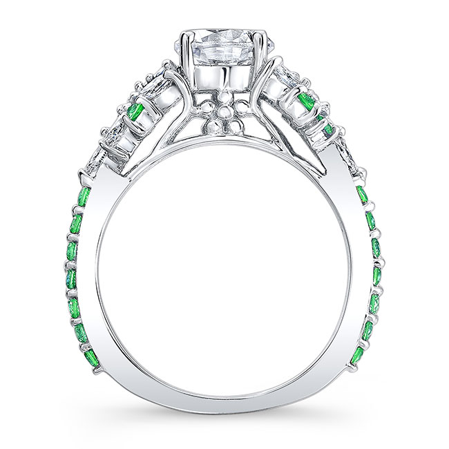  Vintage Marquise Tsavorite Accent Moissanite Engagement Ring Image 2