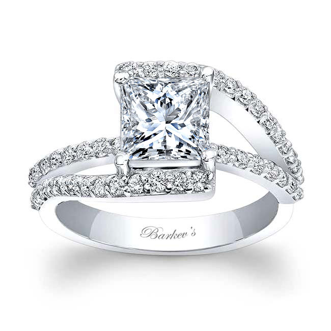  White Gold Split Shank Princess Cut Engagement Ring Image 1