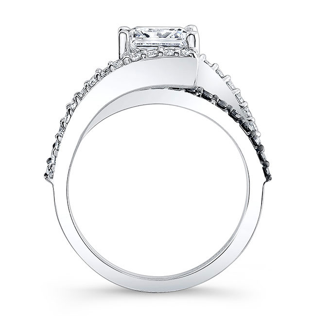  Black Diamond Accent Split Shank Princess Cut Lab Grown Diamond Ring Image 2