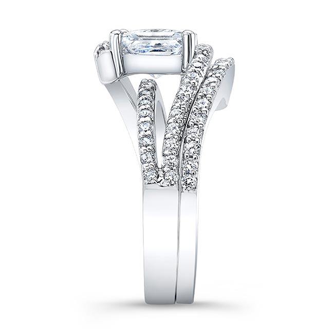  White Gold Split Shank Princess Cut Lab Grown Diamond Bridal Set Image 3