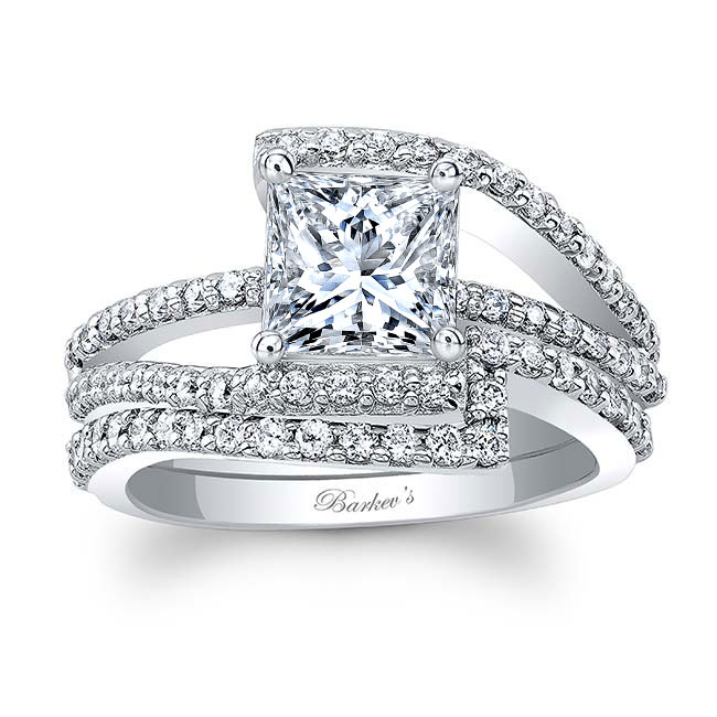 Platinum Split Shank Princess Cut Lab Grown Diamond Bridal Set Image 1