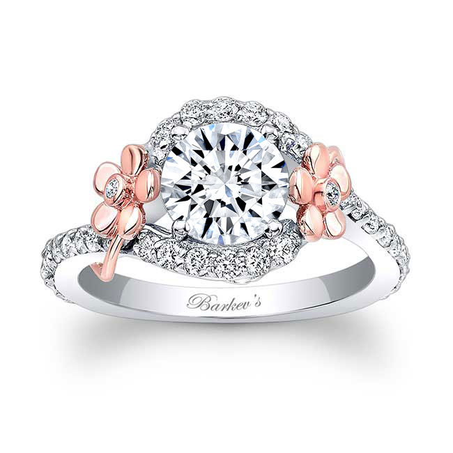  White Rose Gold Flower Engagement Ring Image 1