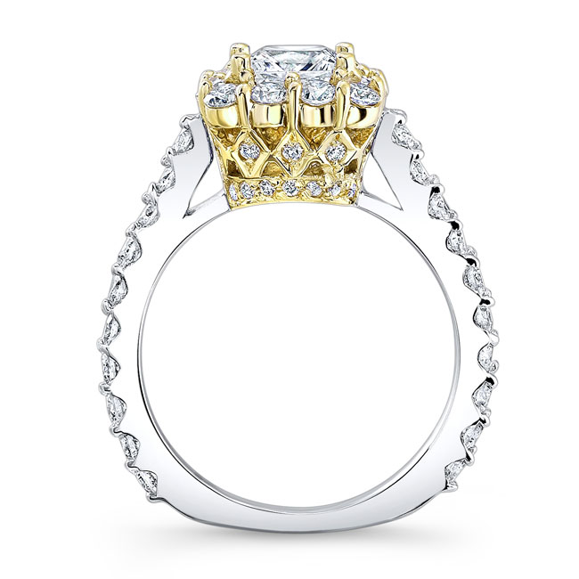  White Yellow Gold Moissanite Princess Ring Image 2