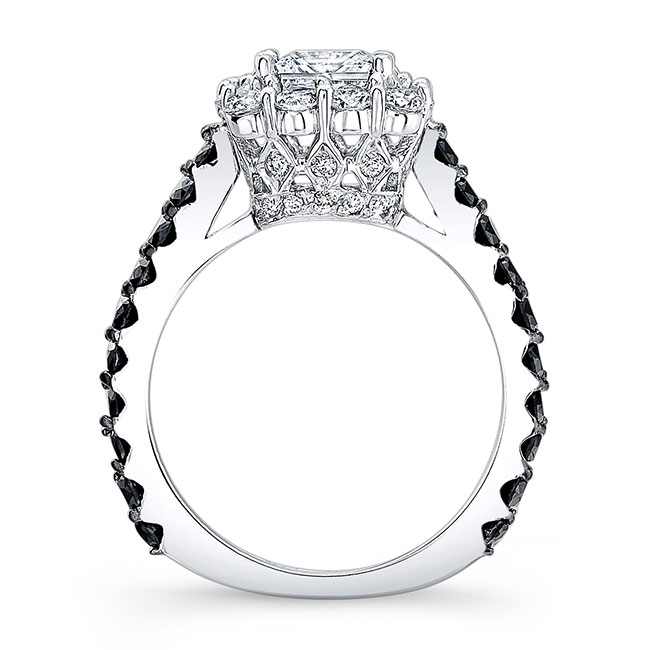  White Gold Lab Diamond Princess Ring With Black Diamond Accents Image 2