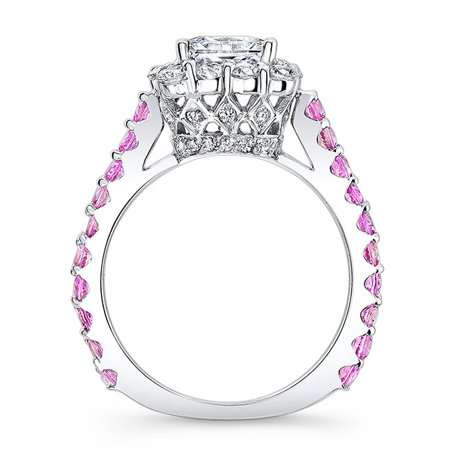  Pink Sapphire Accent Moissanite Princess Ring Image 2