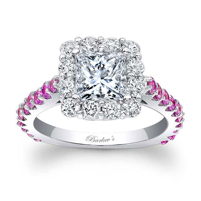 Pink Sapphire Accent Princess Ring